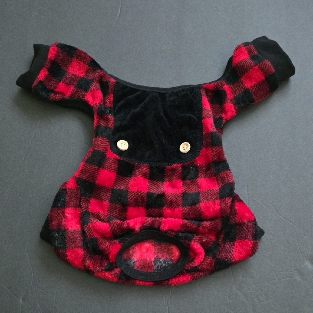 Red and Black Plaid Small Dog Sweater - Size M